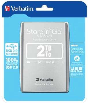 Een Verbatim harde schijf 3.0 Store 'n' Go, 2 TB, zilver koop je bij best4office