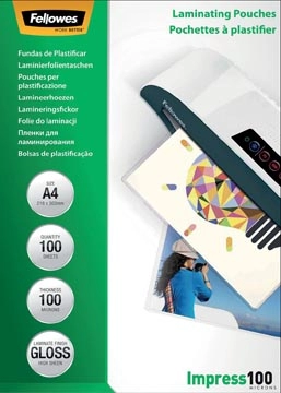 Een Fellowes lamineerhoes Impress100 ft A4, 200 micron (2 x 100 micron), pak van 100 stuks koop je bij best4office