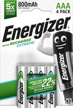 Een Energizer herlaadbare batterijen Extreme AAA, blister van 4 stuks koop je bij Muys Kantoor & Kado