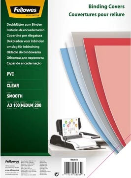 Een Fellowes omslagen, ft A3, PVC, 200 micron, pak van 100 stuks, transparant koop je bij Muys Kantoor & Kado