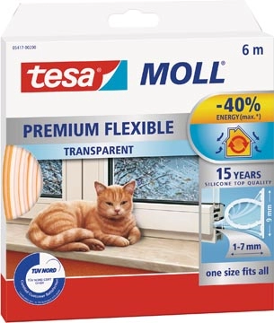 Een Tesa Moll Premium Flexible tochtstrip, 6 m, transparant koop je bij Muys Kantoor & Kado