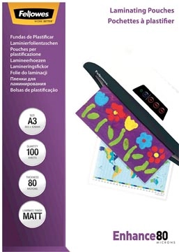 Een Fellowes lamineerhoes Enhance80 ft A3, 160 micron (2 x 80 micron), pak van 100 stuks, mat koop je bij best4office