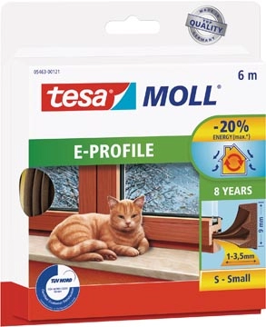 Een Tesa Moll Classic tochtstrip E-profiel, 6 m, bruin koop je bij Muys Kantoor & Kado