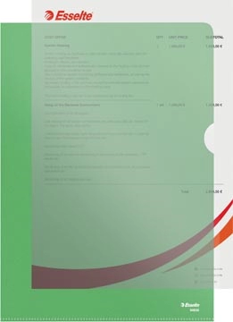 Een Esselte l-map, copy safe, gekorreld, A4, 115 micron, pak van 100 stuks, groen koop je bij best4office