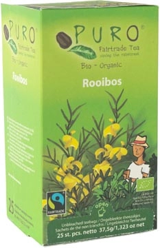 Een Puro Bio thee, rooibos, fairtrade, pak van 25 zakjes koop je bij Muys Kantoor & Kado