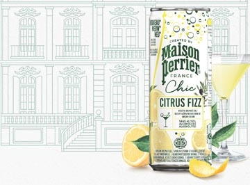 Een Maison Perrier mocktail Citrus Fizz, citroen- en kruidensmaak, blik van 25 cl, pak van 4 stuks koop je bij Muys Kantoor & Kado