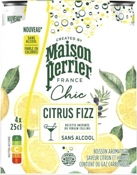 Een Maison Perrier mocktail Citrus Fizz, citroen- en kruidensmaak, blik van 25 cl, pak van 4 stuks koop je bij Muys Kantoor & Kado