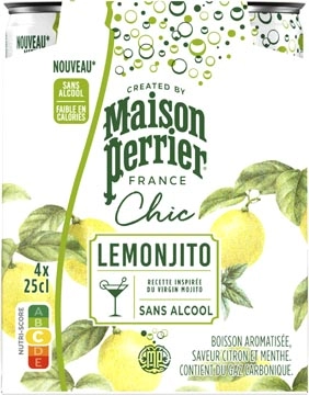 Een Maison Perrier mocktail Lemonjito, citroen- en muntsmaak, blik van 25 cl, pak van 4 stuks koop je bij Muys Kantoor & Kado