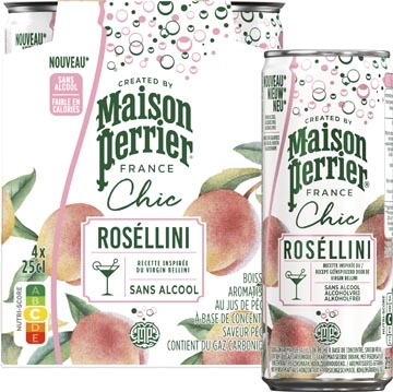 Een Maison Perrier mocktail Roséllini, perzik, blik van 25 cl, pak van 4 stuks koop je bij Muys Kantoor & Kado