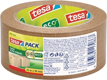 Een Tesapack ultra strong ecologo, 50 mm x 25 m, papier, bruin koop je bij Muys Kantoor & Kado