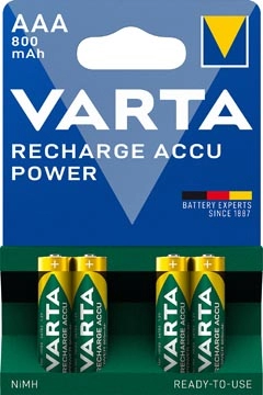 Een Varta oplaadbare batterij Accu Power AAA, blister van 4 stuks koop je bij Muys Kantoor & Kado