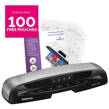 Een Fellowes lamineermachine Saturn voor ft A3 + Bonus Pack van 100 lamineerhoezen (A4, 80 micron) koop je bij best4office