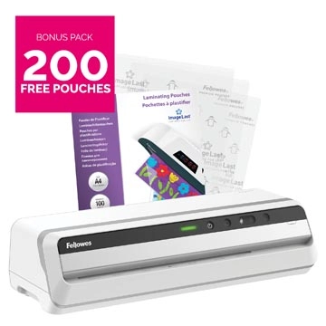 Een Fellowes lamineermachine Jupiter voor ft A3 + Bonus Pack van 200 lamineerhoezen (A4, 80 micron) koop je bij best4office