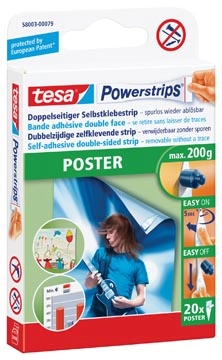 Een Tesa Powerstrips Poster, draagkracht 200 g, blister van 20 stuks koop je bij best4office