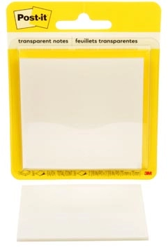 Een Post-it Transparent Notes, 36 vel, ft 73 x 73 mm, op blister koop je bij Muys Kantoor & Kado