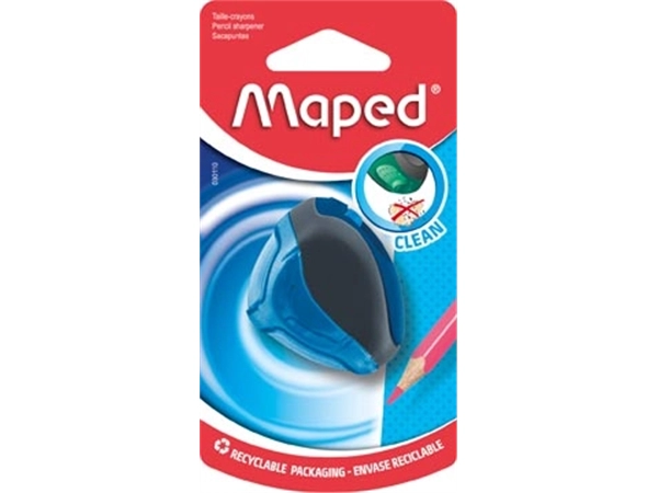 Een Maped potloodslijper Clean 1-gaats, op blister koop je bij Muys Kantoor & Kado