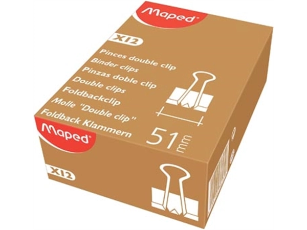 Een Maped foldbackclip 51 mm, zwart, doos van 12 stuks koop je bij Muys Kantoor & Kado