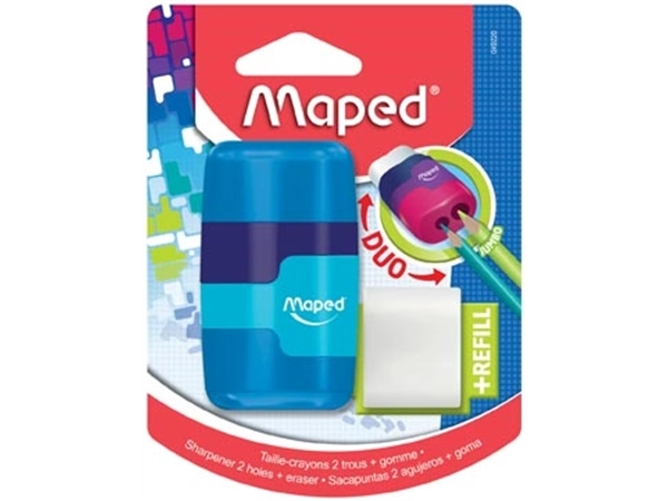 Een Maped potloodslijper + gom Connect Soft Touch, op blister koop je bij Muys Kantoor & Kado