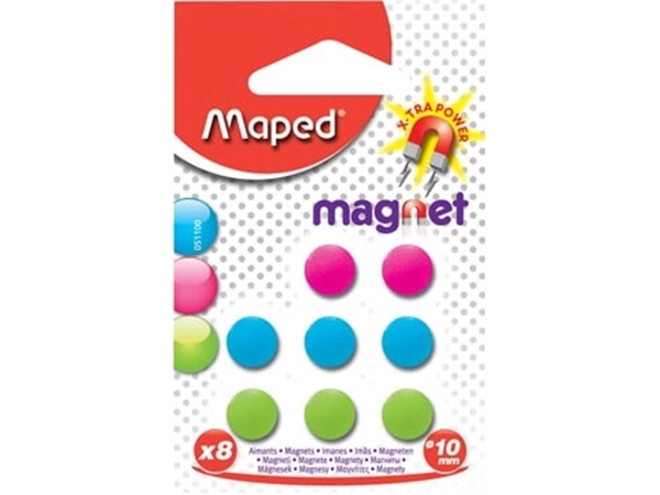 Een Maped magneten, 10 mm, geassorteerde kleuren, blister van 8 stuks koop je bij best4office