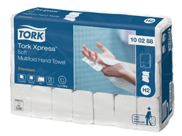 Een Tork papieren handdoeken Xpress, Soft, 2-laags, 110 vellen, systeem H2, pak van 21 stuks koop je bij Muys Kantoor & Kado