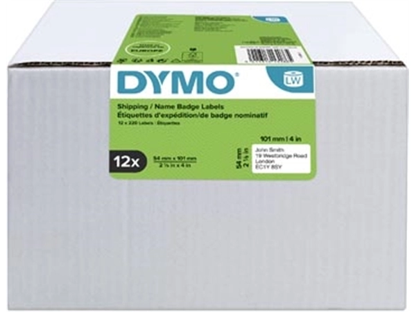 Een Dymo Value Pack: etiketten LabelWriter ft 101 x 54 mm, wit, doos van 12 x 220 etiketten koop je bij best4office