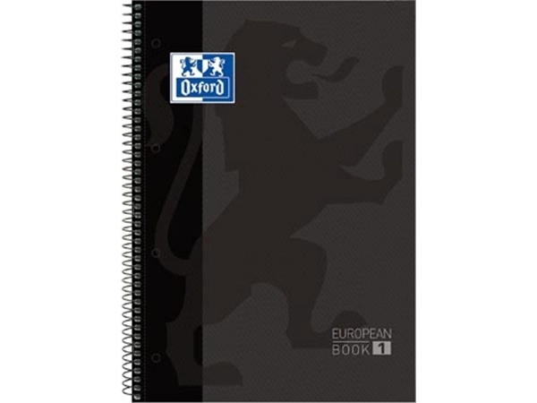 Een Oxford School Classic Europeanbook spiraalblok, ft A4+, 160 bladzijden, geruit 5 mm, zwart koop je bij best4office