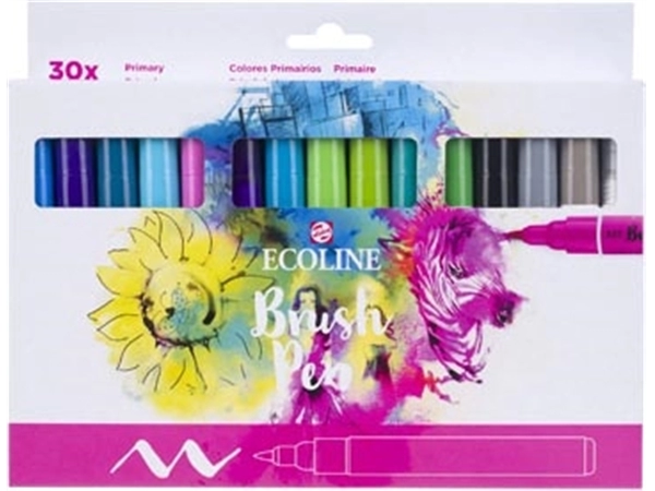 Een Talens Ecoline Brush pen, etui van 30 stuks, set Primaire koop je bij best4office