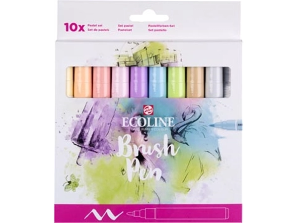 Een Talens Ecoline Brush pen, etui van 10 stuks in pastelkleuren koop je bij best4office