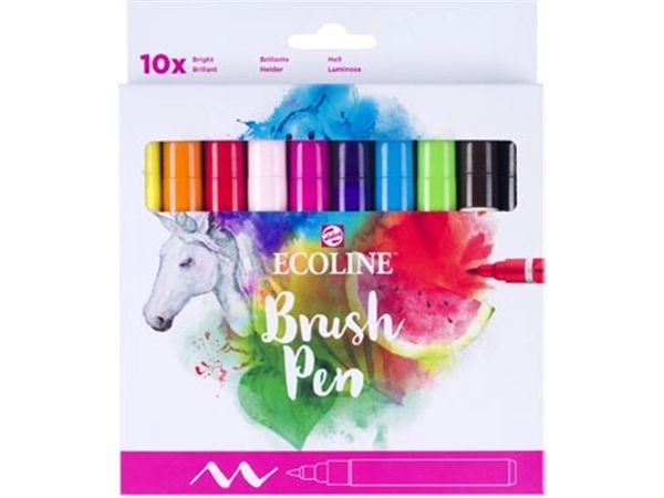 Een Talens Ecoline Brush pen, etui van 10 stuks, helder koop je bij best4office