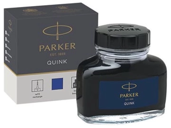 Een Parker Quink inktpot permanent blauw koop je bij Muys Kantoor & Kado