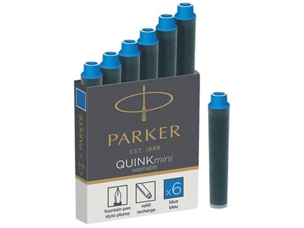 Een Parker Quink Mini inktpatronen blauw, doos met 6 stuks koop je bij best4office