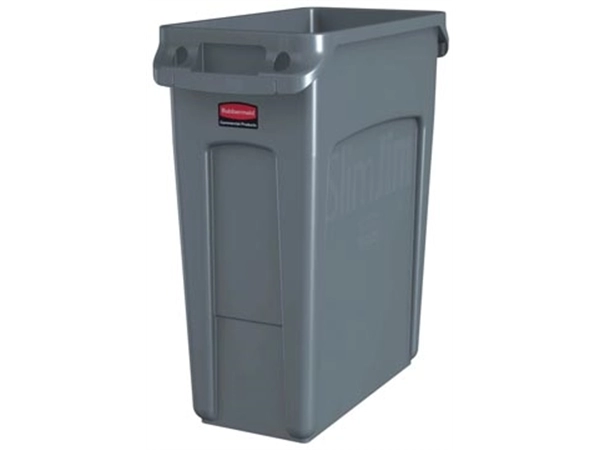 Een Rubbermaid afvalcontainer Slim Jim, 60 liter, grijs koop je bij Muys Kantoor & Kado