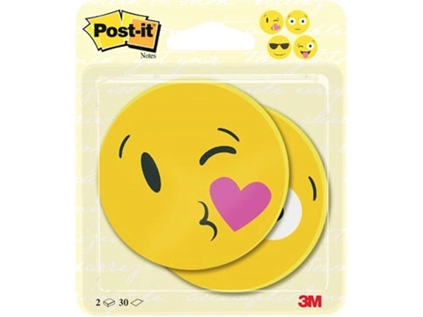 Een Post-it Notes EMOJI, 30 vel, ft 70 x 70 mm, pak van 2 blokken koop je bij Muys Kantoor & Kado