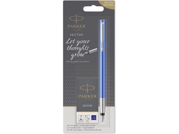 Een Parker vulpen Vector, blister met vulling, in geassorteerde kleuren koop je bij Muys Kantoor & Kado