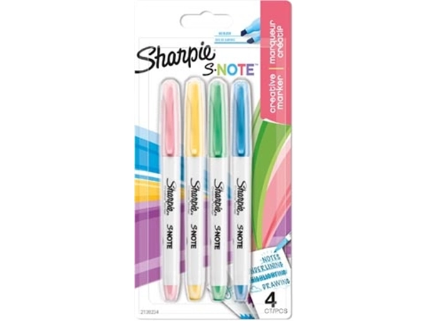 Een Sharpie S-Note markeerstift, 4 stuks, assorti koop je bij Muys Kantoor & Kado