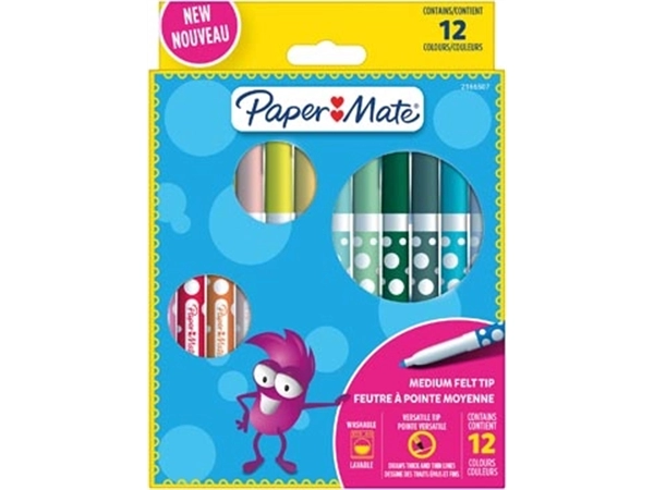 Een Paper Mate uitwasbare viltstift, blister van 12 stuks koop je bij Muys Kantoor & Kado