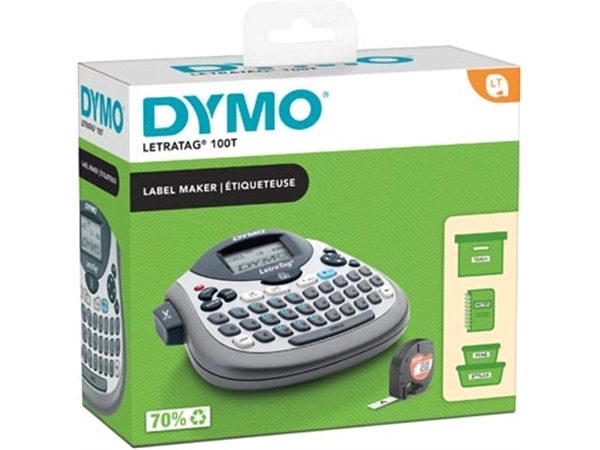 Een Dymo beletteringsysteem LetraTag LT-100T, inclusief 1 LT-tape, azerty koop je bij best4office