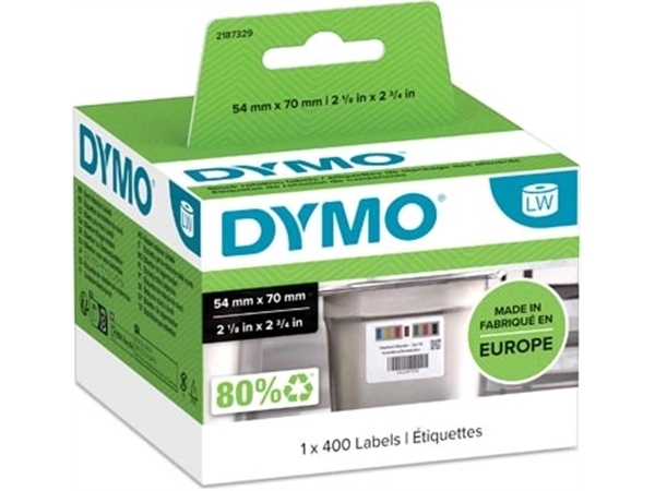 Een Dymo etiketten LabelWriter ft 70 x 54 mm, voor voedingsindustrie, wit, 400 etiketten koop je bij best4office