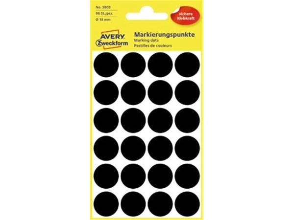 Een Avery Ronde etiketten diameter 18 mm, zwart, 96 stuks koop je bij best4office