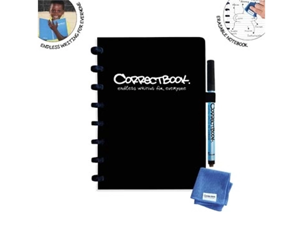 Een Correctbook A5 Original: uitwisbaar / herbruikbaar notitieboek, gelijnd, Ink Black (zwart) koop je bij Muys Kantoor & Kado