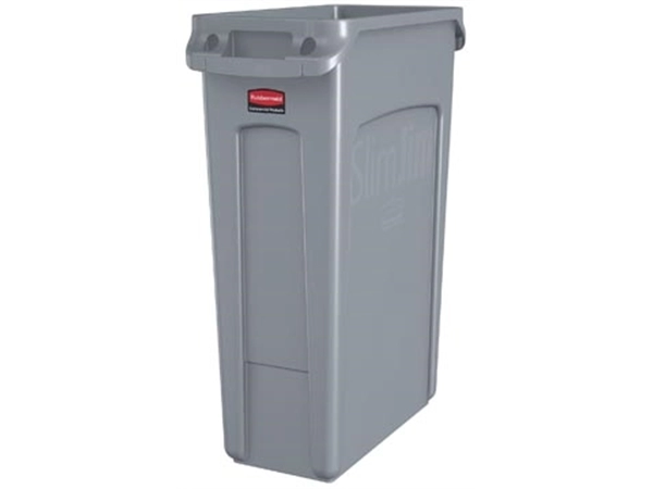 Een Rubbermaid afvalcontainer Slim Jim, 87 liter, grijs koop je bij Muys Kantoor & Kado