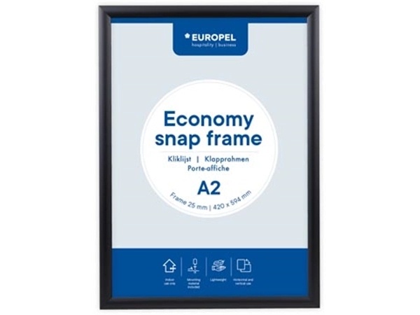 Een Europel Clicklijst Economy, lijst 25 mm, ft A2, zwart koop je bij best4office