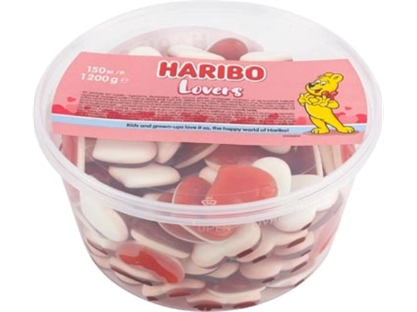 Een Haribo Lovers snoepgoed, pot van 150 stuks koop je bij Muys Kantoor & Kado