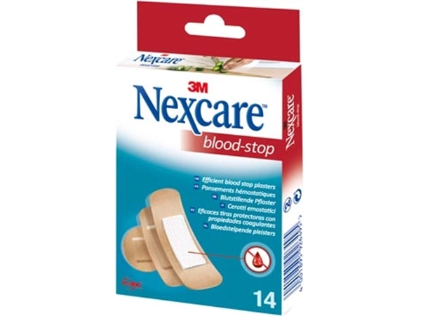 Een 3M bloedstelpende pleister Nexcare Blood-Stop, pak van 14 stuks koop je bij Muys Kantoor & Kado