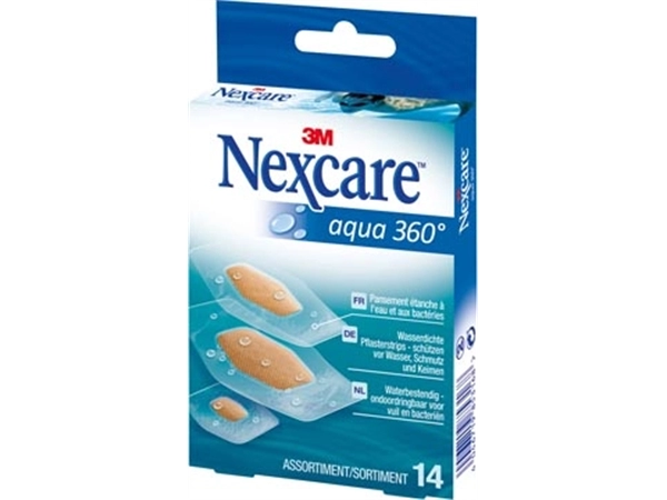 Een 3M pleister Nexcare Aqua 360° 3 formaten, pak van 14 stuks koop je bij Muys Kantoor & Kado