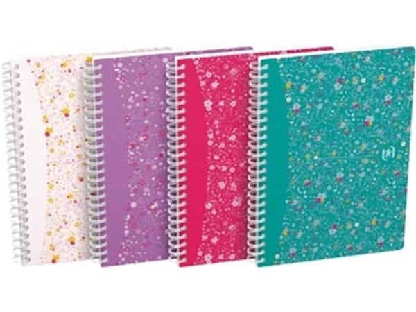 Een Oxford Floral hardcover spiraalschrift, ft A5, 60 vel, geruit 5 mm, 4 geassorteerde designs koop je bij best4office