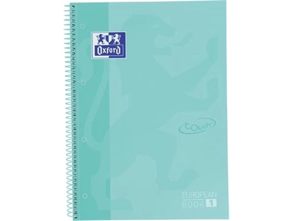 Een Oxford School Touch Europeanbook spiraalblok, ft A4+, 160 bladzijden, geruit 5 mm, pastel turquoise koop je bij best4office