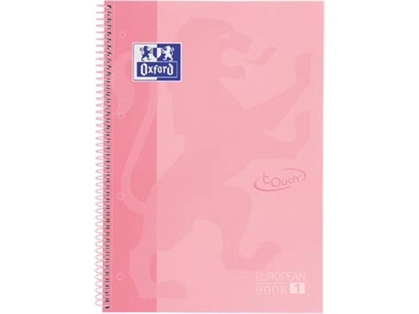 Een Oxford School Touch Europeanbook spiraalblok, ft A4+, 160 bladzijden, gelijnd, pastel roze koop je bij best4office