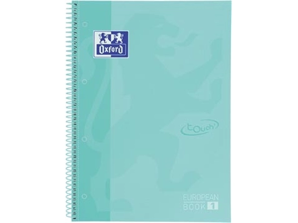 Een Oxford School Touch Europeanbook spiraalblok, ft A4+, 160 bladzijden, gelijnd, pastel groen koop je bij best4office