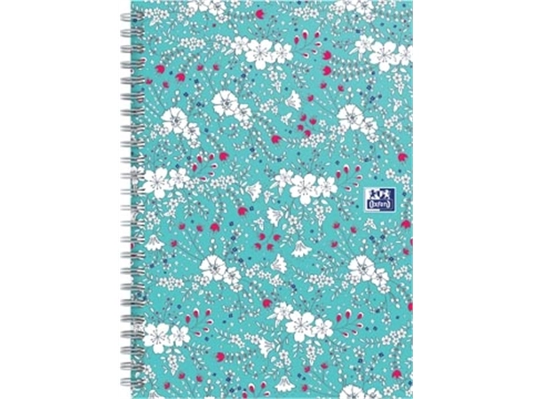 Een Oxford Floral hardcover spiraalschrift, ft B5, 60 vel, geruit 5 mm, turkoois koop je bij best4office